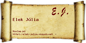 Elek Júlia névjegykártya